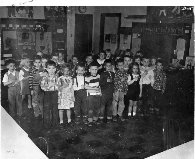 Miss Neys kindergarten class at Moyer, circa 1956. I can name a bunch of people beyond those in our 1967 class (yellow), several who finished behind us, and several who went on to St. Thomas and other places:
- Steve McClain
- Cindy Ney
- Norman Hickma